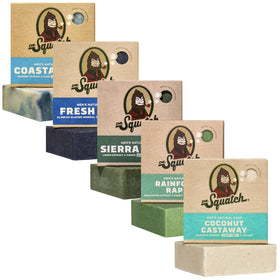 Dr. Squatch Natural Men's Bar Soap 5 Pack with Coastal Mist, Fresh Falls, Sierra Storm, Rainforest Rapids, Coconut Castaway