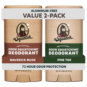Dr. Squatch Natural Men’s Deodorant 2-Pack front view with Maverick Musk and Pine Tar scents