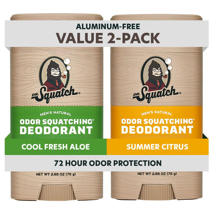 Dr. Squatch Natural Men’s Deodorant 2-Pack Summer Citrus and Cool Fresh Aloe front view
