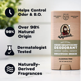 Dr. Squatch Natural Men’s Deodorant Birchwood Breeze with natural ingredients