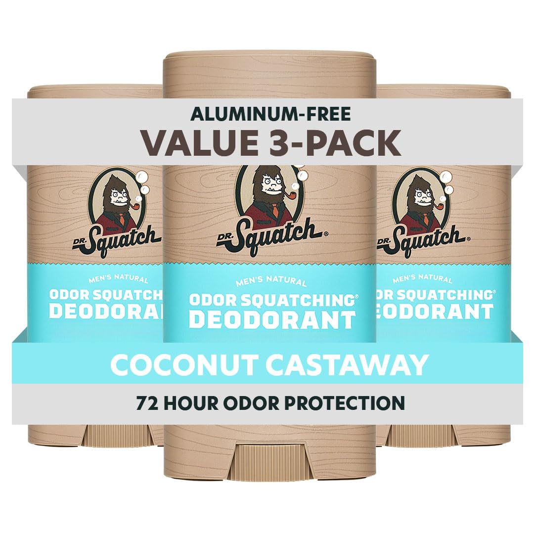Dr. Squatch Natural Men’s Deodorant Coconut Castaway 3-Pack front view