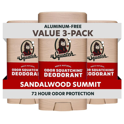 Dr. Squatch Natural Men’s Deodorant Sandalwood Summit 3-Pack front view
