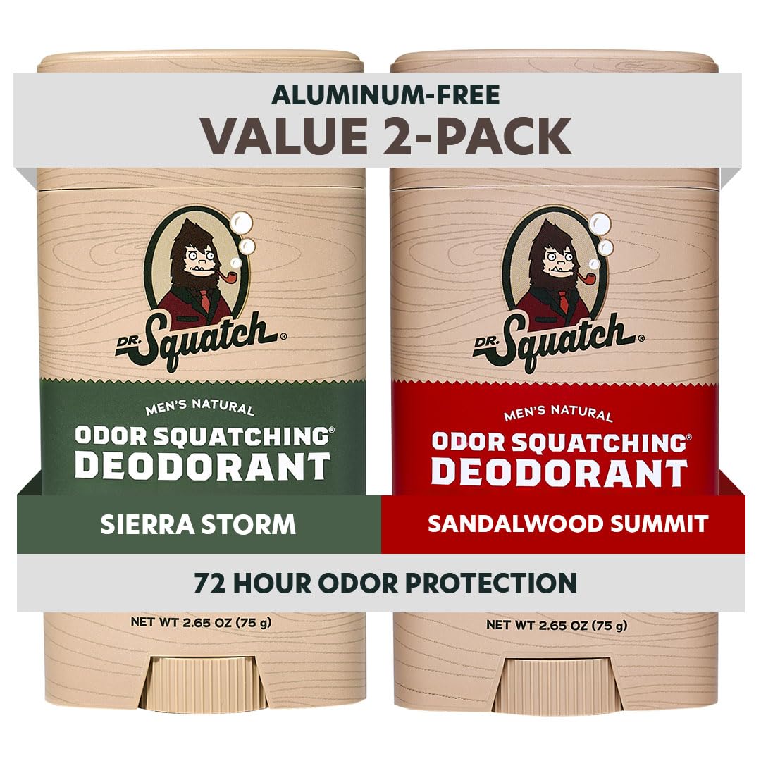 Dr. Squatch Natural Men’s Deodorant Sierra Storm and Sandalwood Summit front view