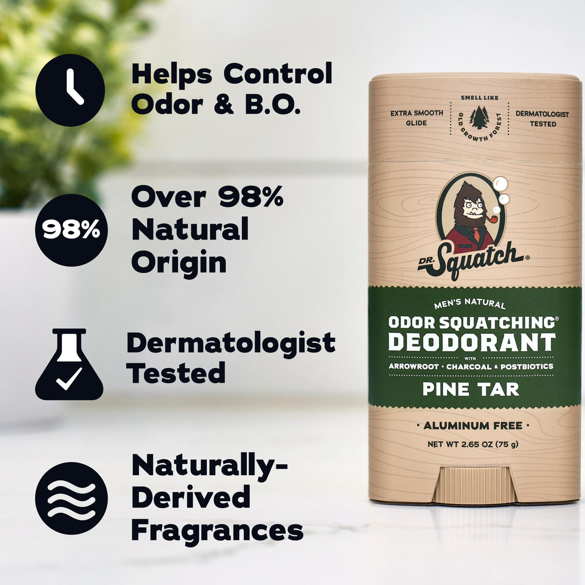 Dr. Squatch Natural Men’s Deodorant stick side view