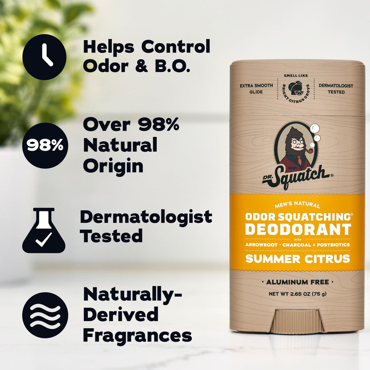 Dr. Squatch Natural Men’s Deodorant Summer Citrus stick close-up