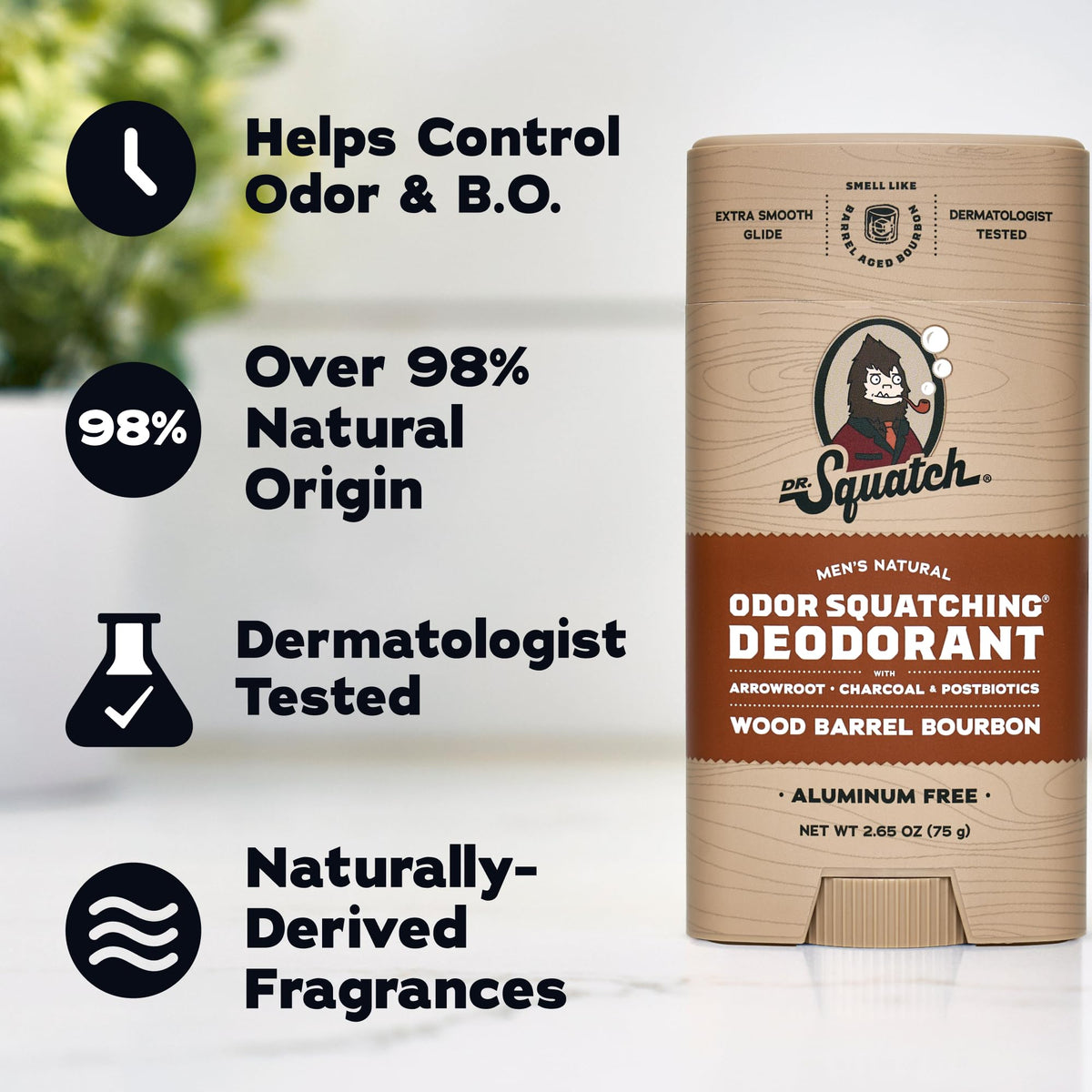 Dr. Squatch Natural Men’s Deodorant Wood Barrel Bourbon ingredients list