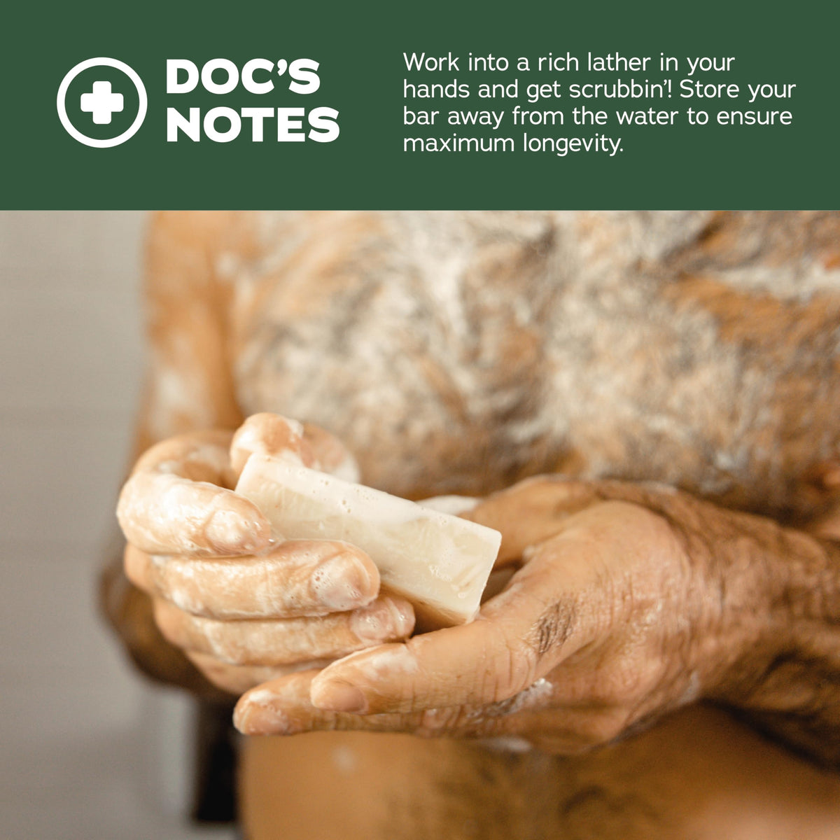 Dr. Squatch Sierra Storm soap bar in a bathroom setting