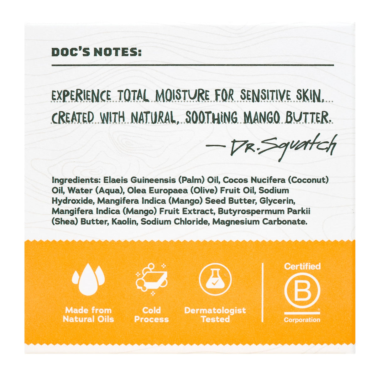 Dr. Squatch Total Moisture Men’s Bar Soap ingredients list