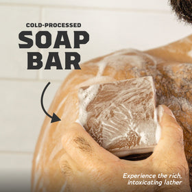 Dr. Squatch Wood Barrel Bourbon soap bar with packaging