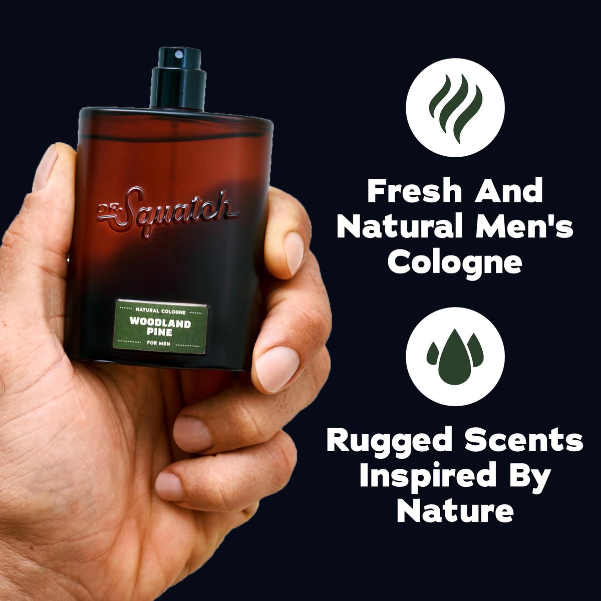 Dr. Squatch Woodland Pine Cologne bottle with cap