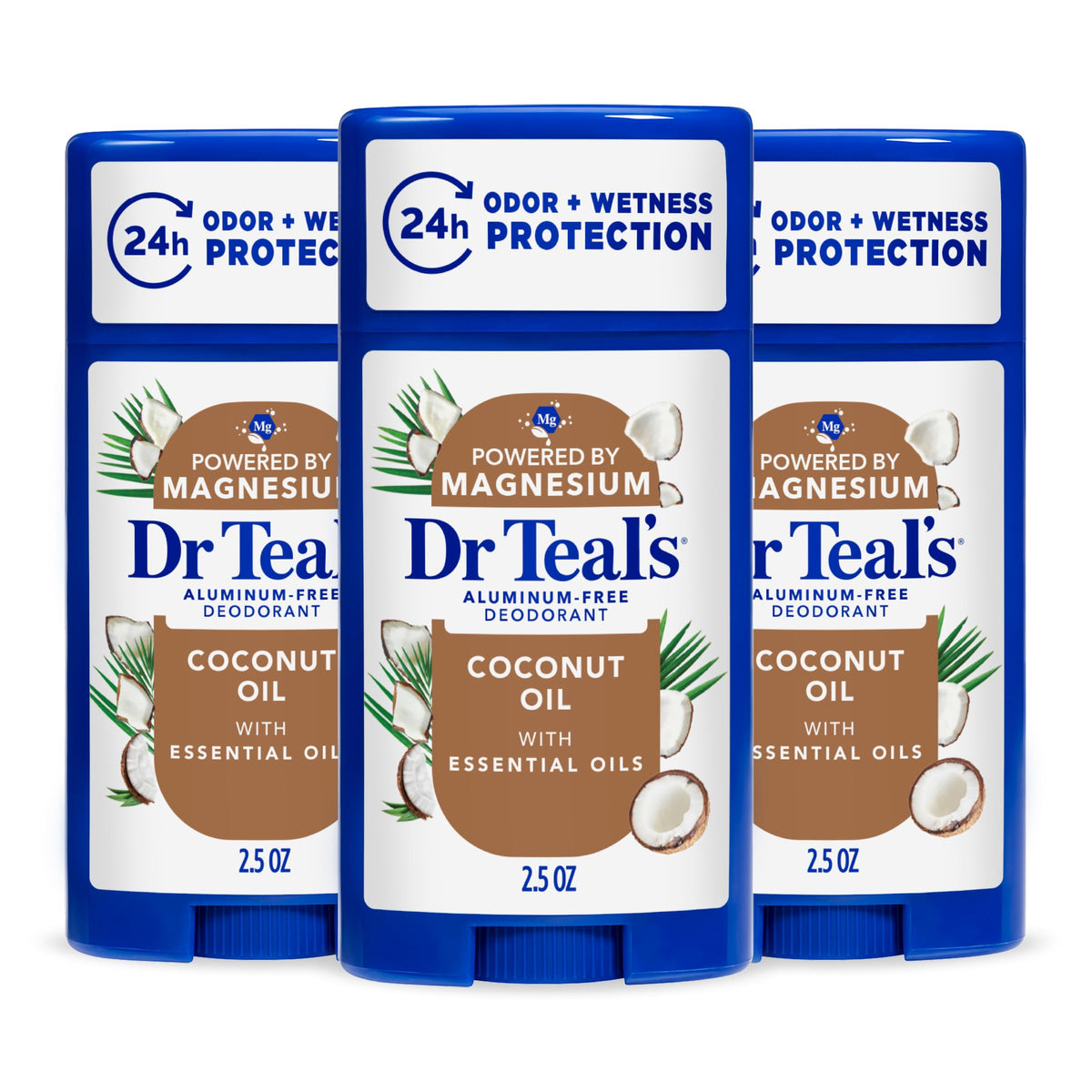 Dr Teal's Coconut Oil Deodorant front view, 2.5 oz