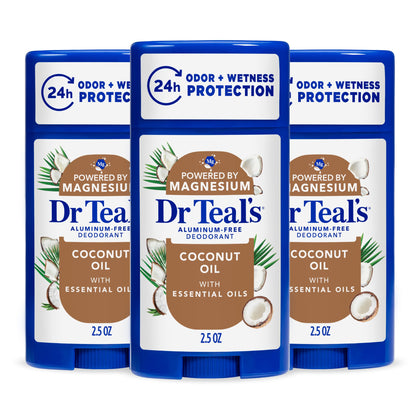 Dr Teal's Coconut Oil Deodorant front view, 2.5 oz
