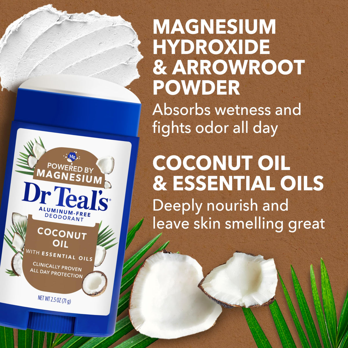 Dr Teal's Coconut Oil Deodorant with coconut and essential oils