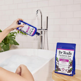 Dr Teal's Elderberry Foaming Bath in a relaxing bathroom setting