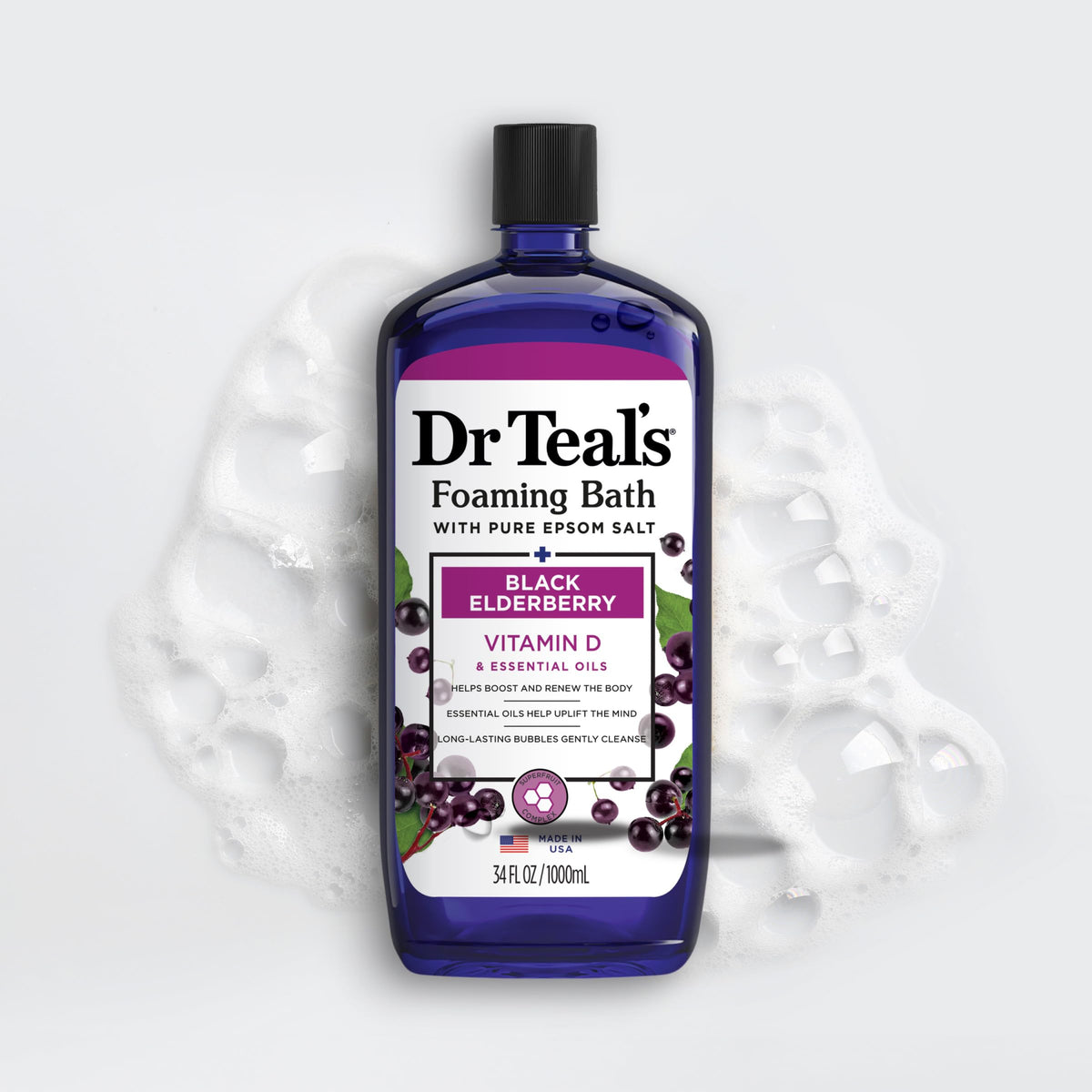 Dr Teal's Elderberry Foaming Bath with essential oils