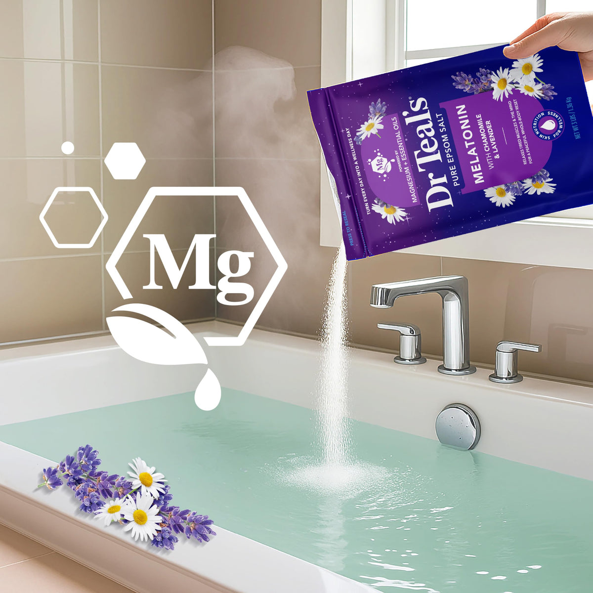 Dr Teal's Epsom Salt ingredients list on packaging