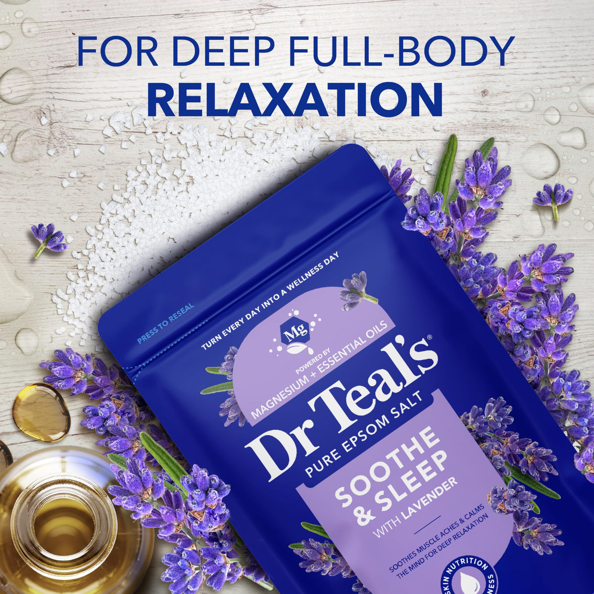 Dr Teal's Epsom Salt Lavender and Eucalyptus packaging