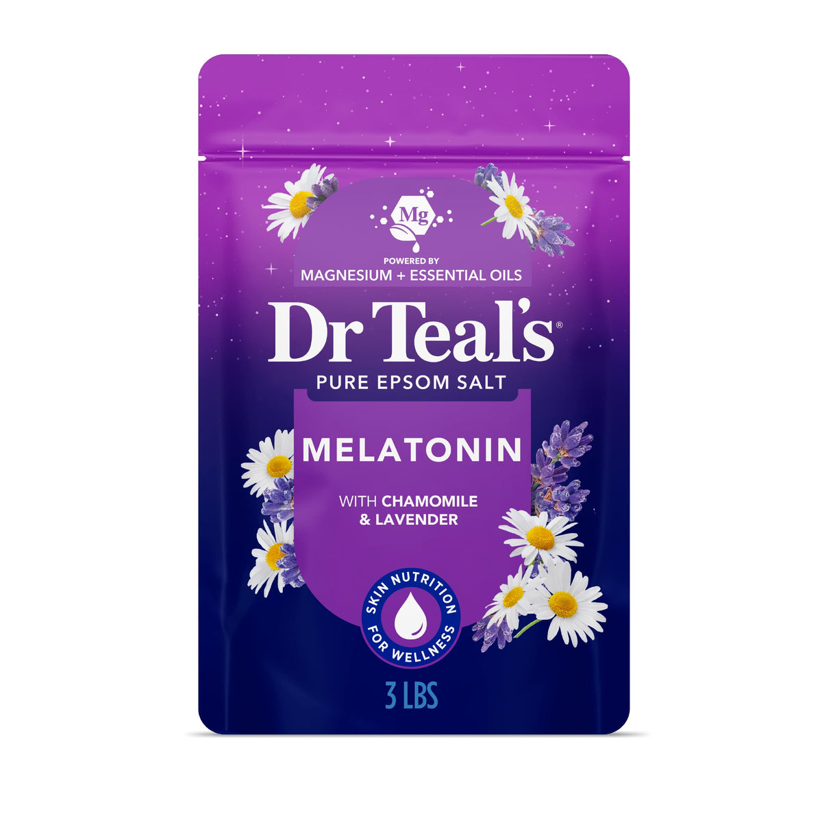Dr Teal's Epsom Salt Magnesium Soak 3 lbs front view with packaging