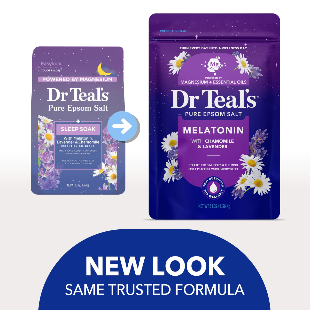 Dr Teal's Epsom Salt Magnesium Soak 3 lbs side view with product details