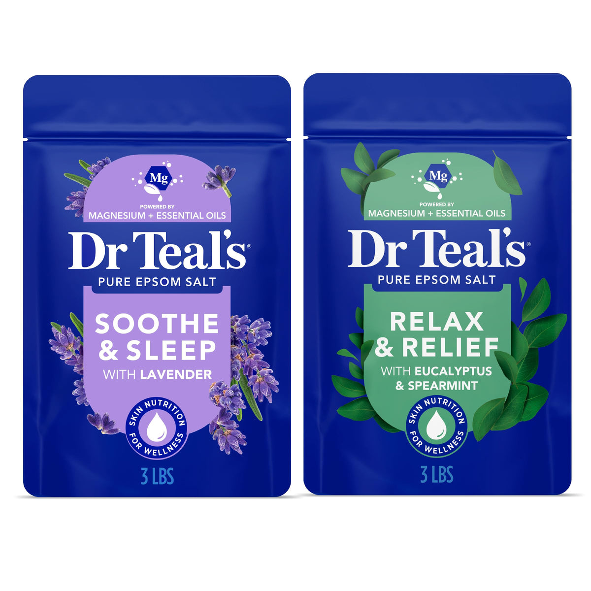 Dr Teal's Epsom Salt Magnesium Soak Duo Bundle front view