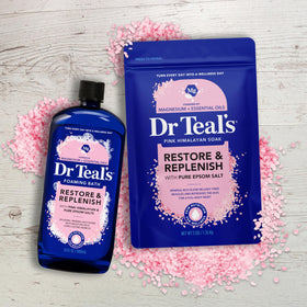 Dr Teal's Epsom Salt Magnesium Soak in a relaxing bathroom setting