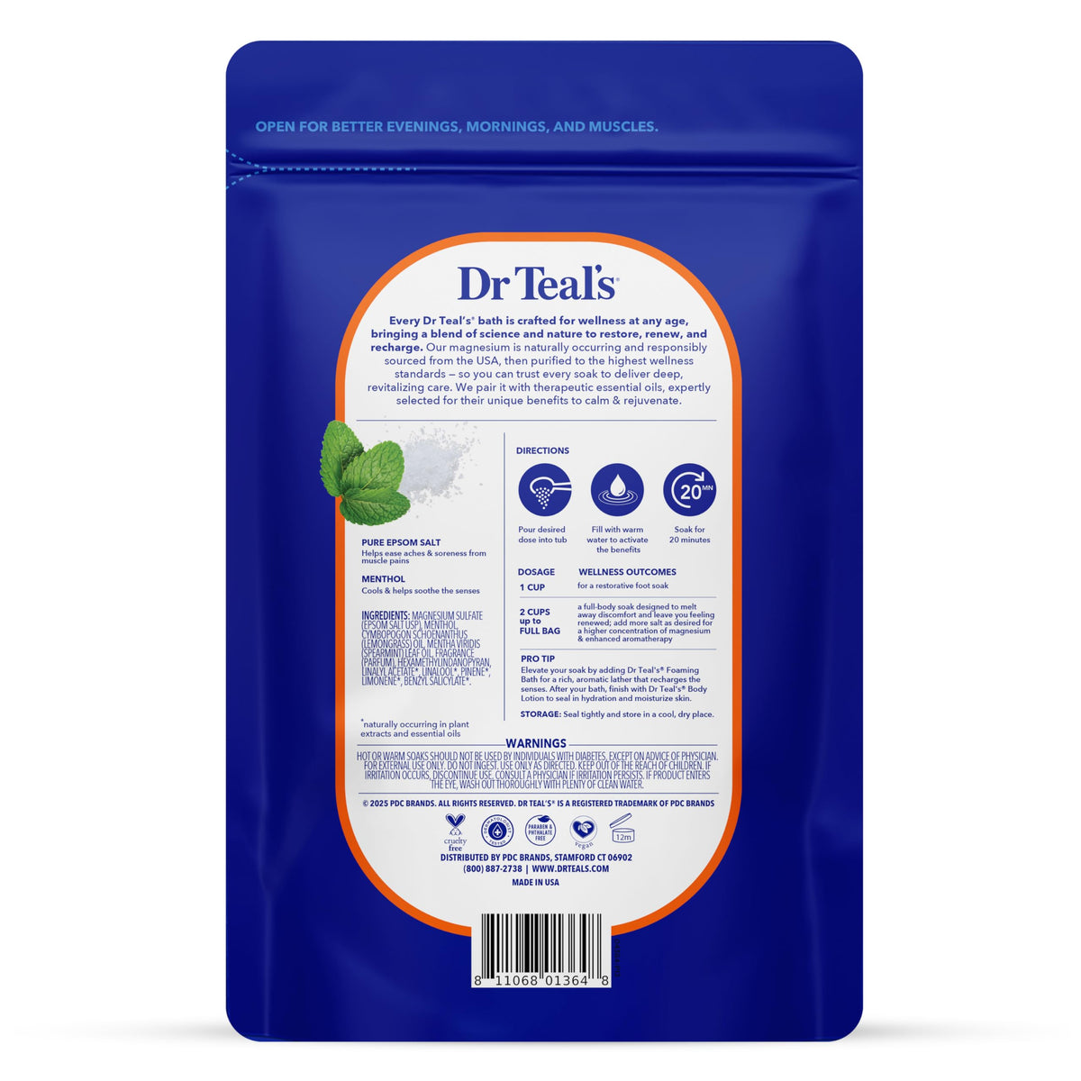 Dr Teal's Epsom Salt Magnesium Soak packaging side view