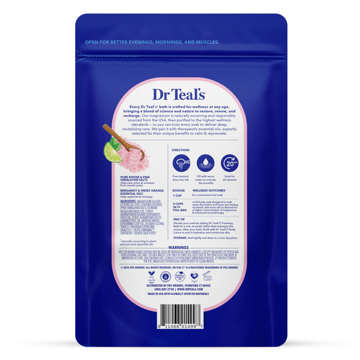 Dr Teal's Epsom Salt Magnesium Soak packaging side view