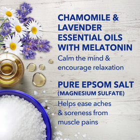 Dr Teal's Epsom Salt Magnesium Soak with lavender and chamomile flowers