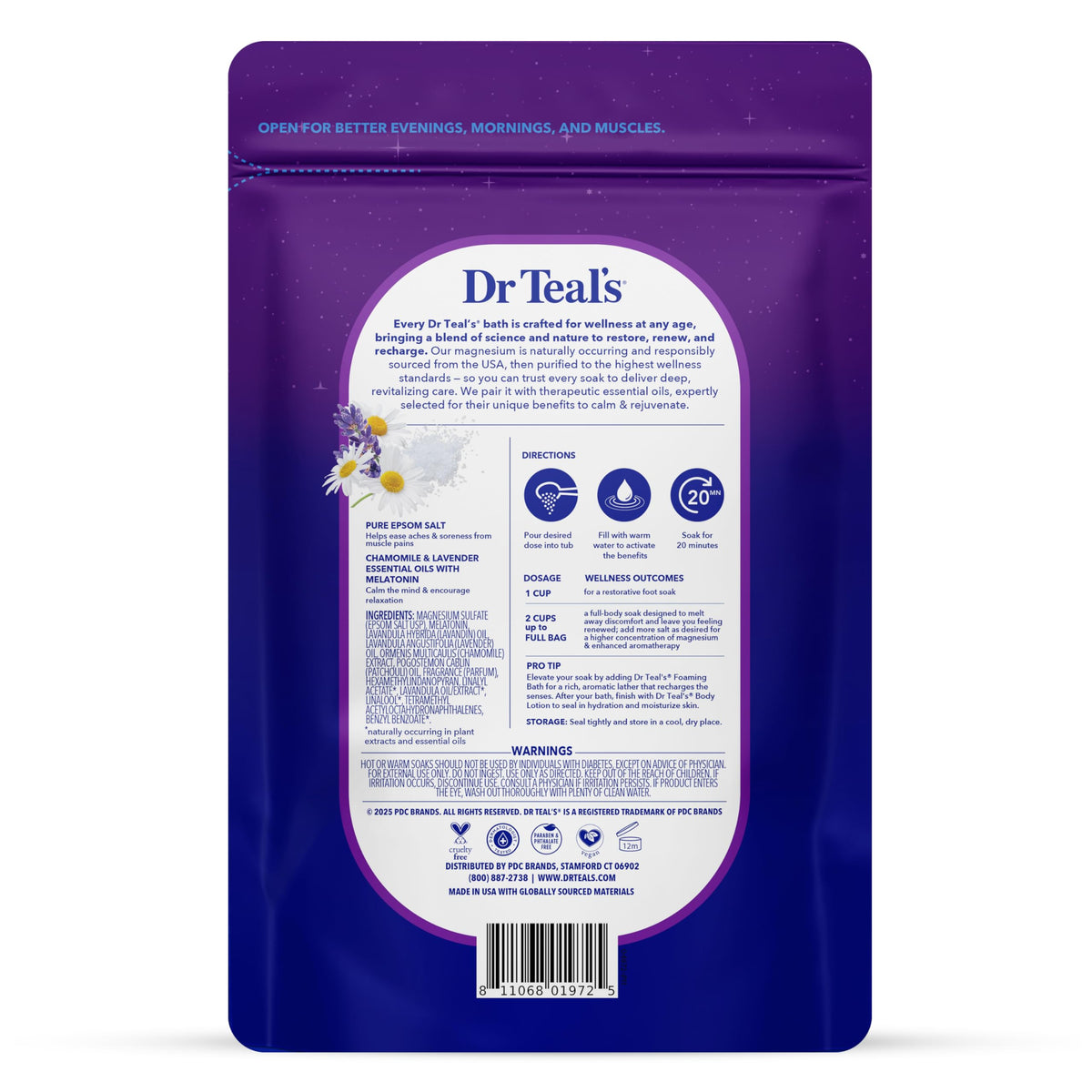 Dr Teal's Epsom Salt packaging with lavender and chamomile scent