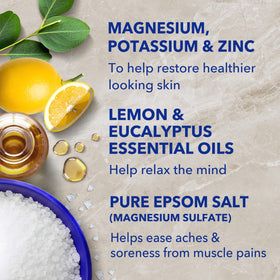 Dr Teal's Epsom Salt with a calming bath scene