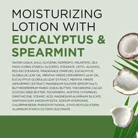 Dr Teal's Eucalyptus & Spearmint Body Lotion open with lotion texture visible