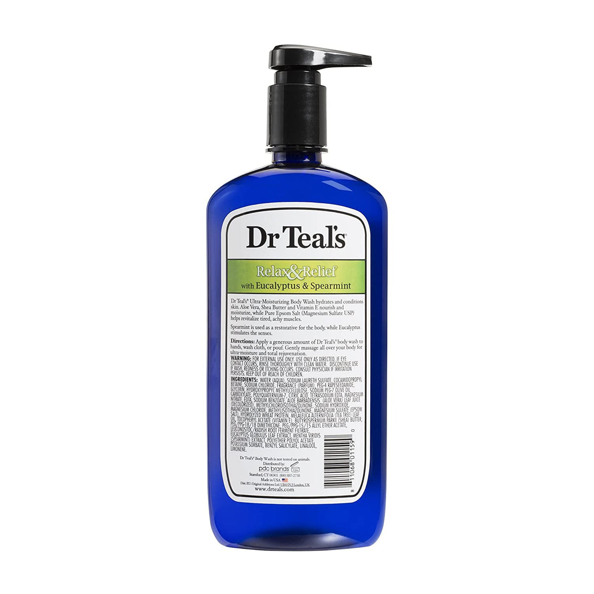 Dr Teal's Eucalyptus & Spearmint Body Wash 24oz bottle side view