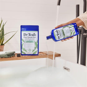 Dr Teal's Foaming Bath 34 fl oz in a relaxing bath setting