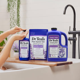 Dr Teal's Foaming Bath Lavender 62.5 fl oz in relaxing bath setting