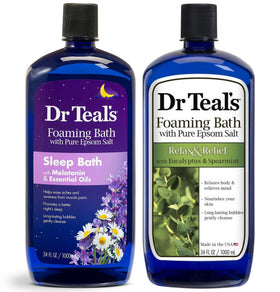 Dr Teal's Foaming Bath Variety Gift Set front view with two bottles