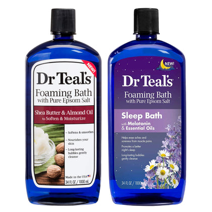 Dr Teal's Foaming Bath Variety Gift Set front view with two bottles