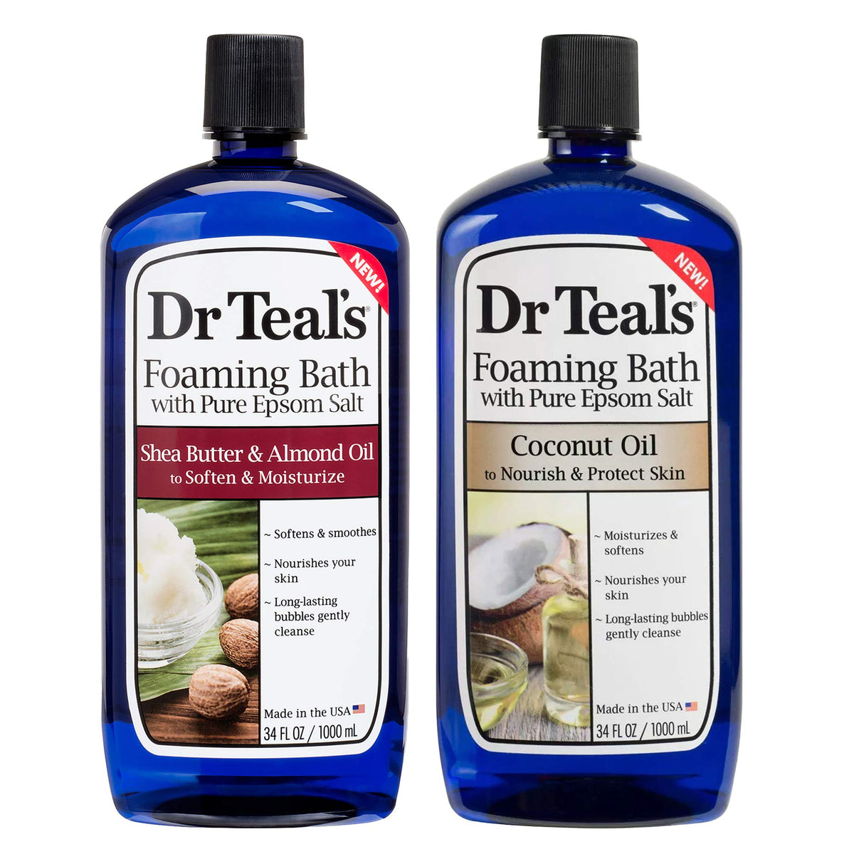 Dr Teal's Foaming Bath Variety Gift Set with Shea Butter and Coconut Oil bottles