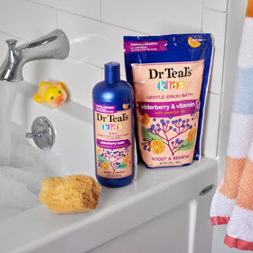 Dr Teal's Kids 3-in-1 Elderberry Bath packaging display