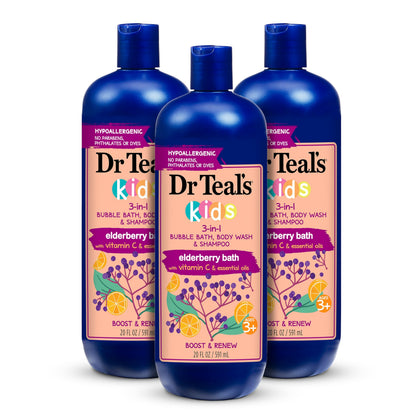 Dr Teal's Kids 3-in-1 Elderberry Bubble Bath front view