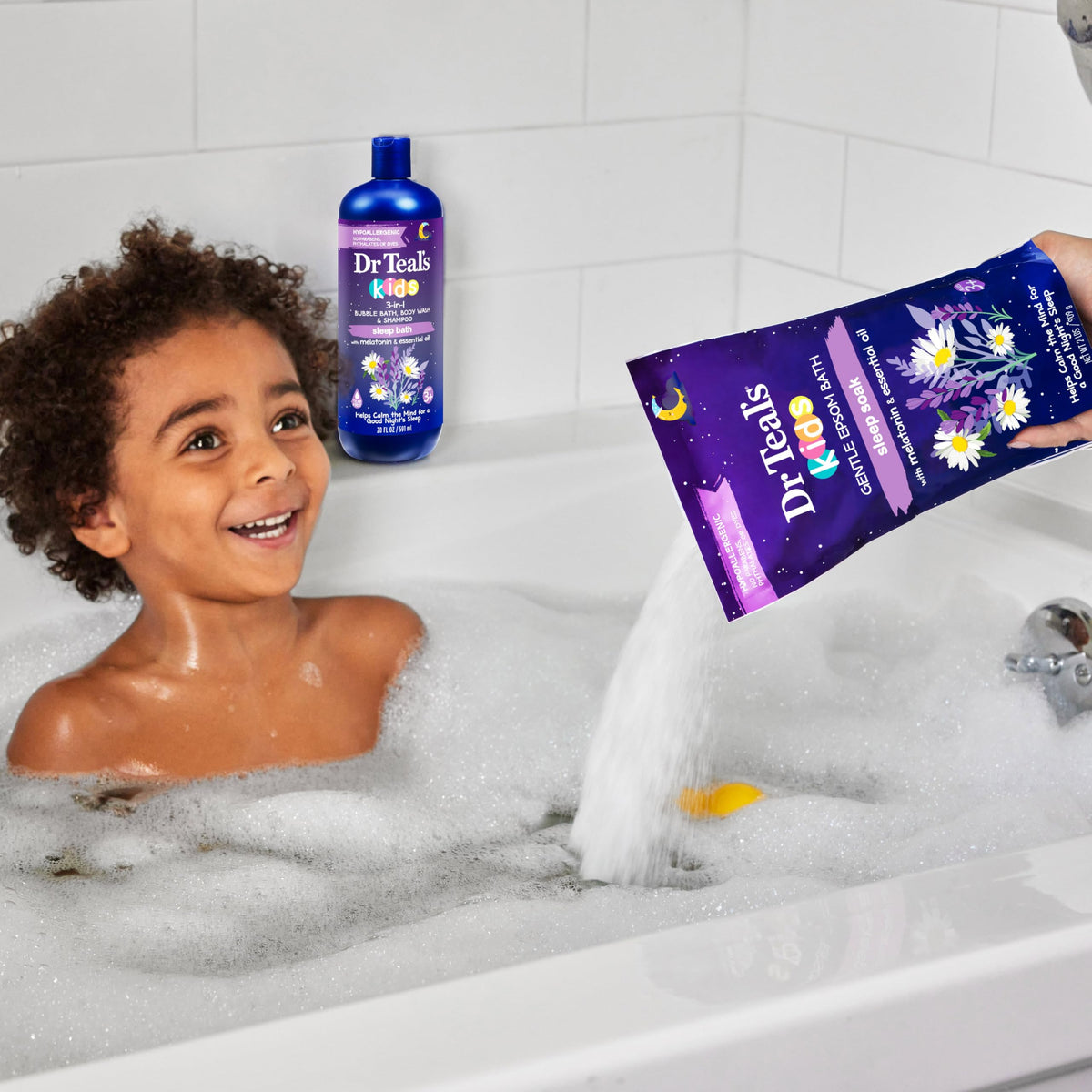 Dr Teal's Kids 3-in-1 Sleep Bubble Bath packaging display