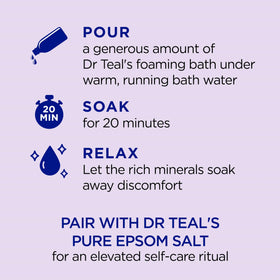 Dr Teal's Lavender Foaming Bath with bubbles