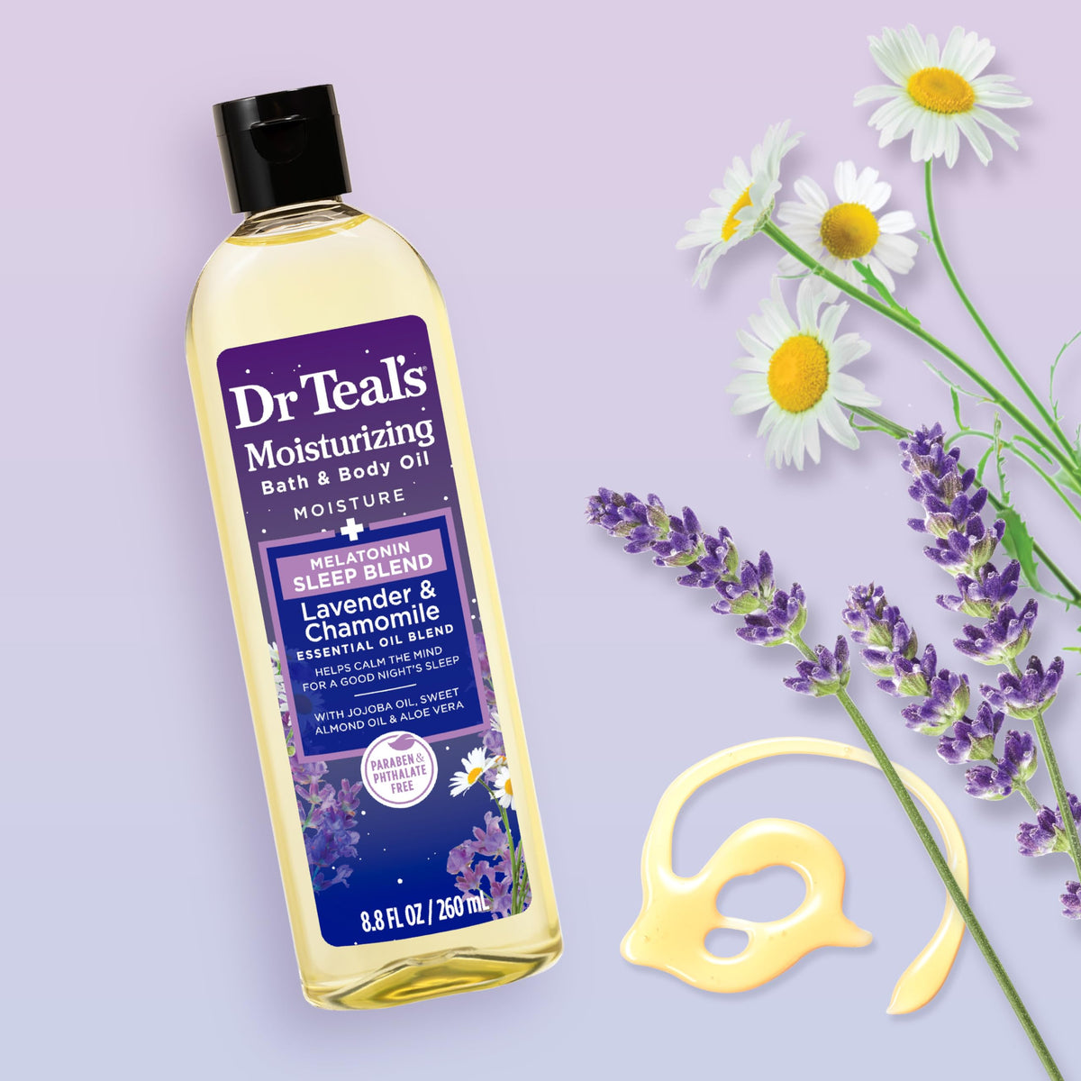 Dr Teal's Moisturizing Bath & Body Oil with essential oils ingredients