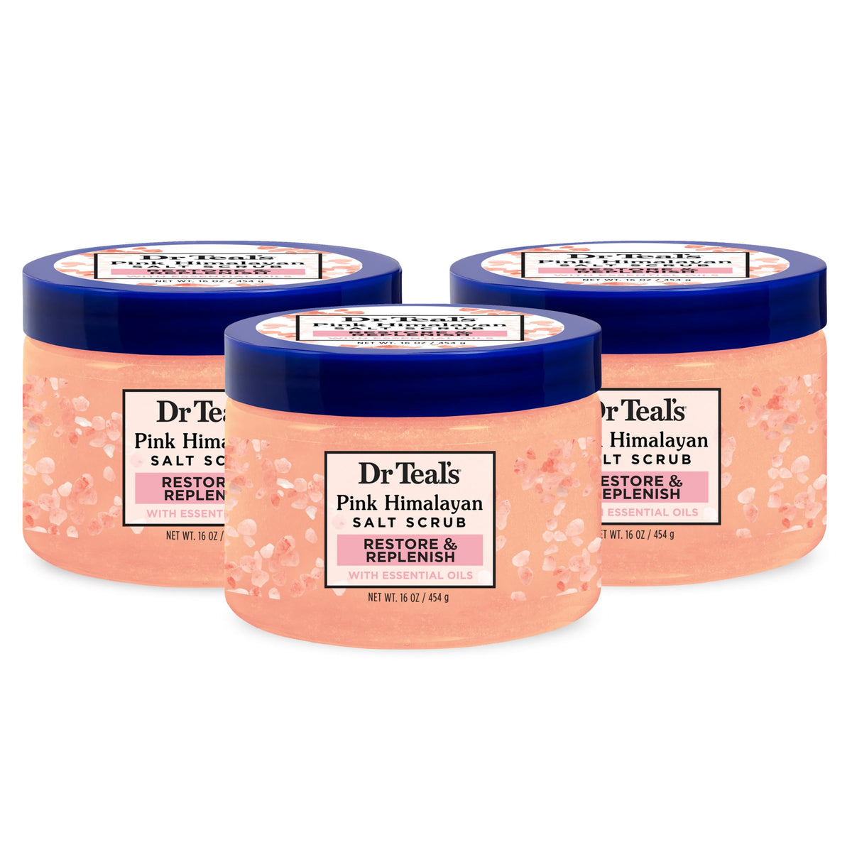 Dr Teal's Pink Himalayan Salt Body Scrub 16 oz front view