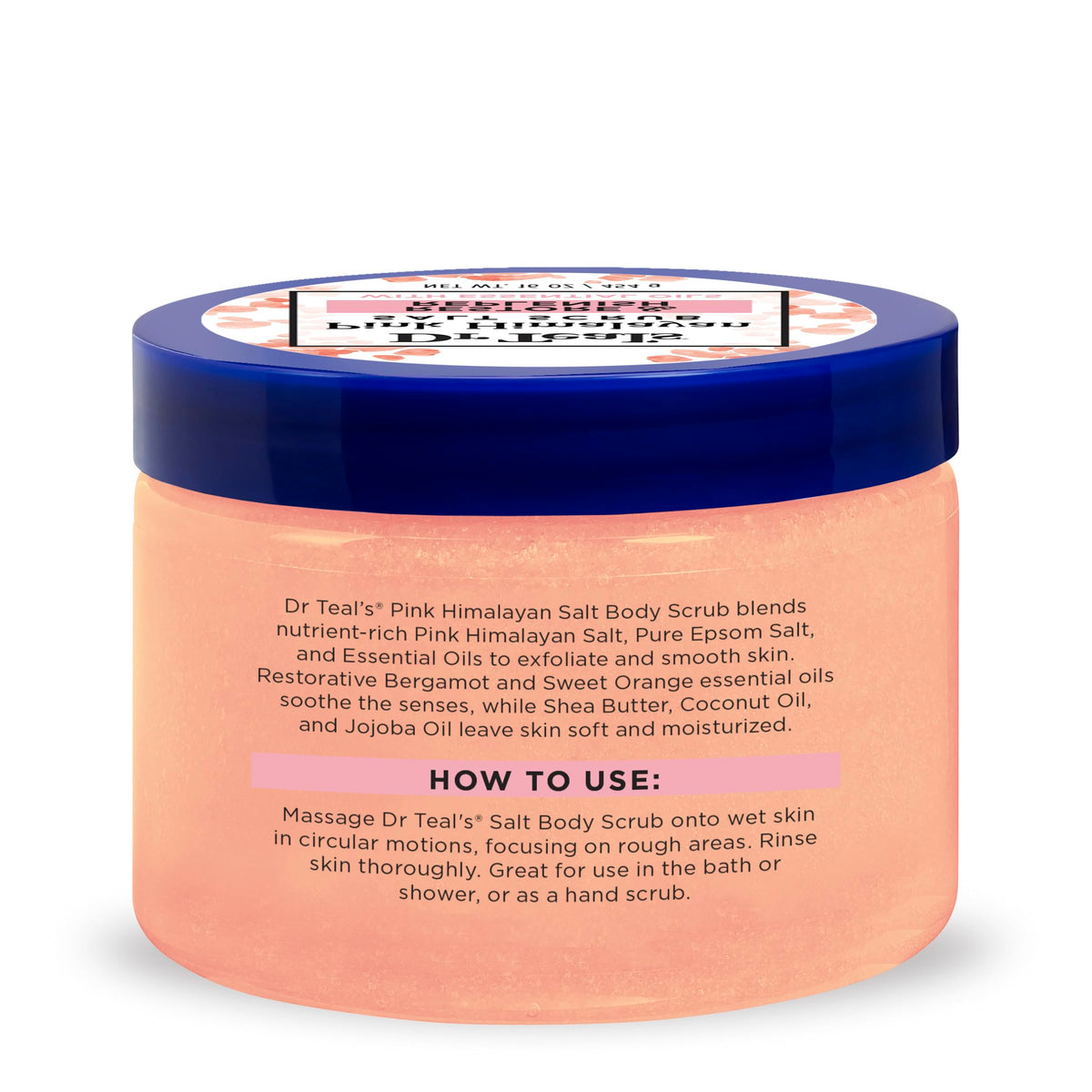 Dr Teal's Pink Himalayan Salt Body Scrub in use during a shower
