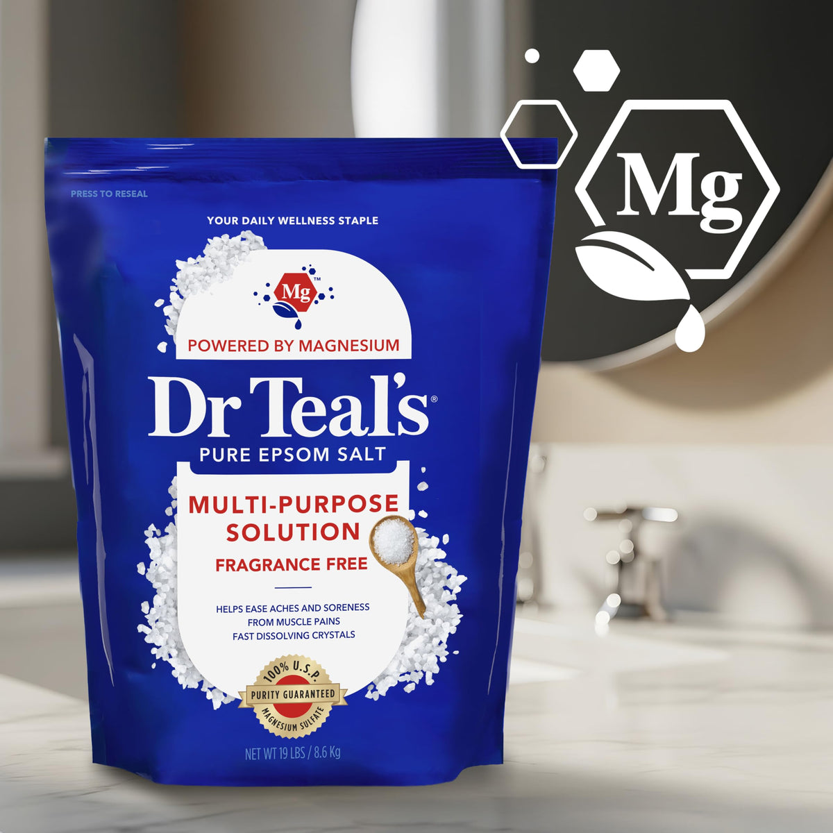 Dr Teal's Pure Epsom Salt with gardening tools