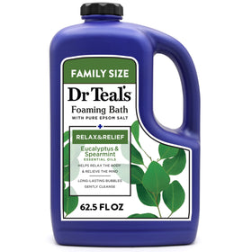 Dr Teal's Relax & Relief Foaming Bath front view with Eucalyptus and Spearmint scent