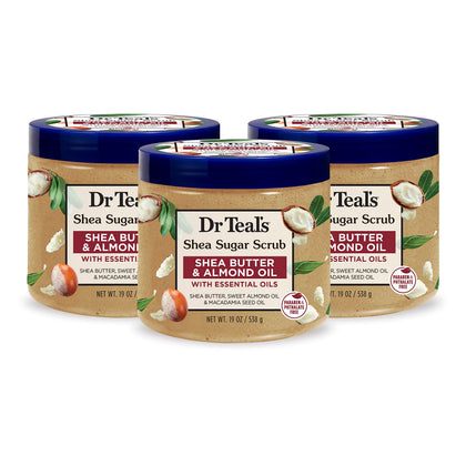 Dr Teal's Shea Sugar Body Scrub 19 oz front view with shea butter