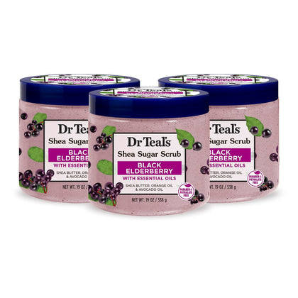 Dr Teal's Shea Sugar Body Scrub Black Elderberry 19 oz front view