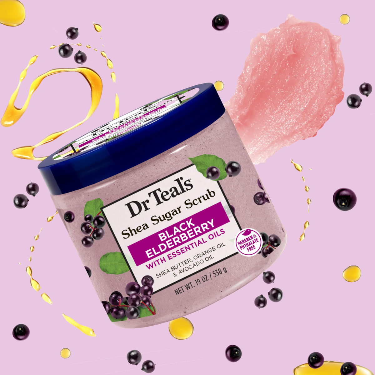 Dr Teal's Shea Sugar Body Scrub Black Elderberry with essential oils
