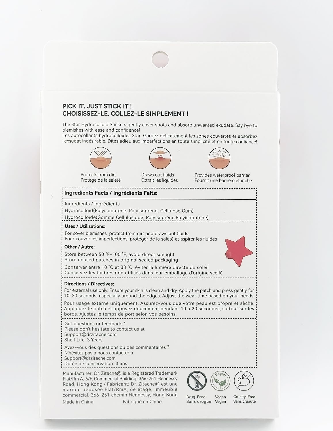 Dr. Zitacne Pimple Patch in green colour with size reference